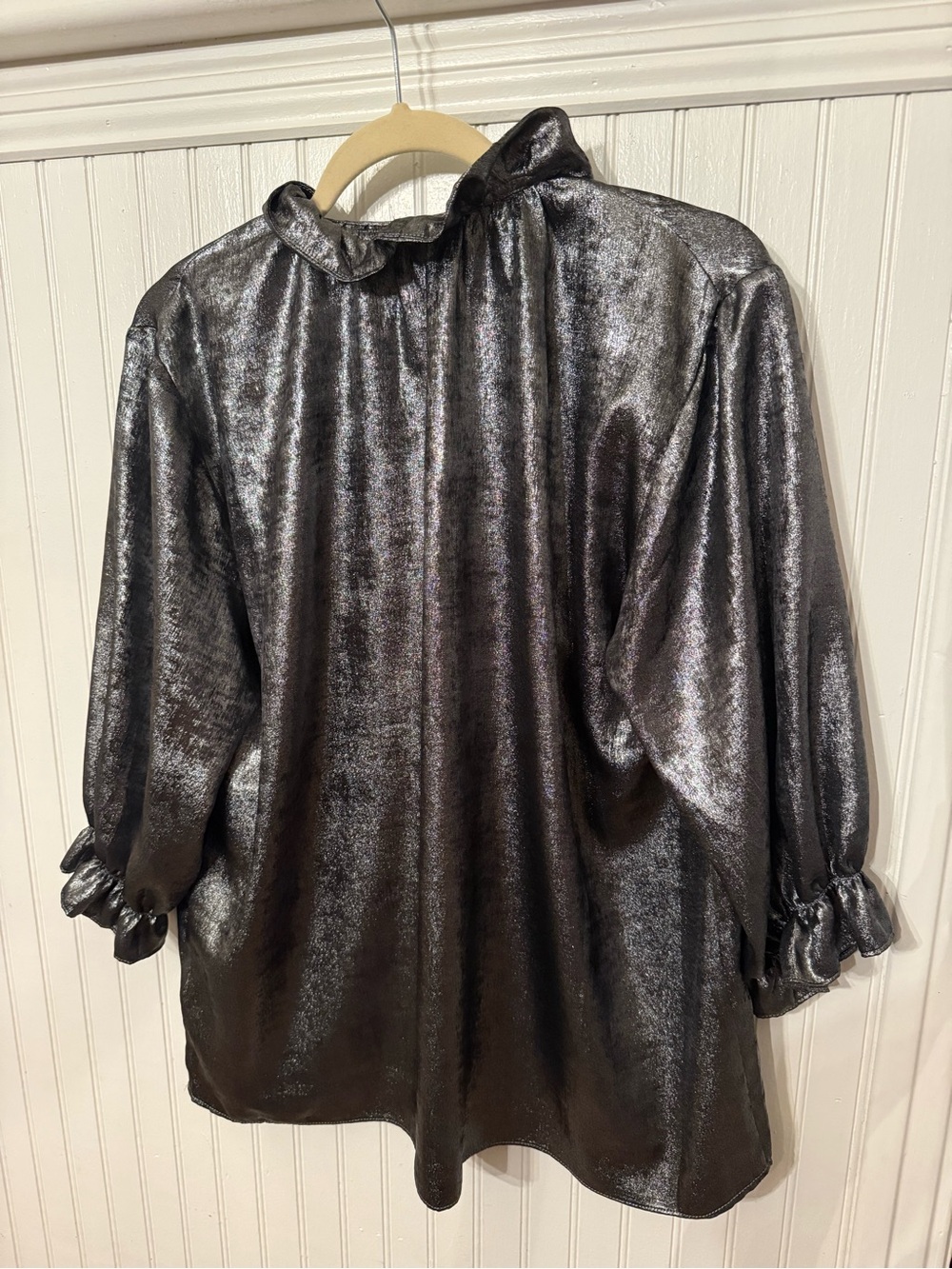 Nwt Lior Paris Blossom Silver Foil Metallic Large Blouse - Picture 5 of 6